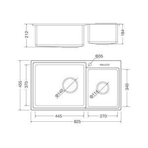 Chậu rửa chén Malloca MS 8801